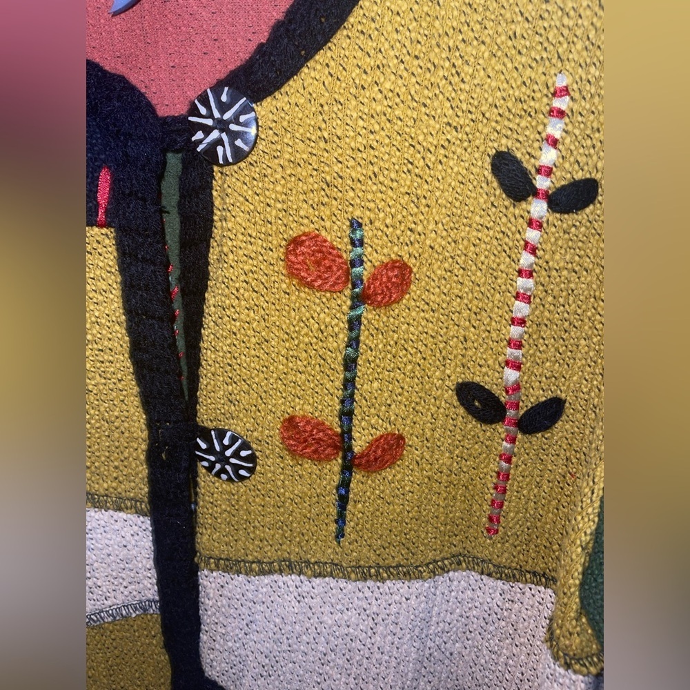 Indigo Moon patchwork Embroidered Knit Women's Mu… - image 10